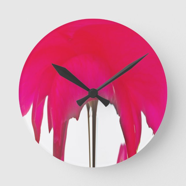 Beautiful amazing Red rose under the white sky Round Clock (Front)