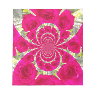 Beautiful Amazing Red Roses Kaleidoscope Pattern Notepad