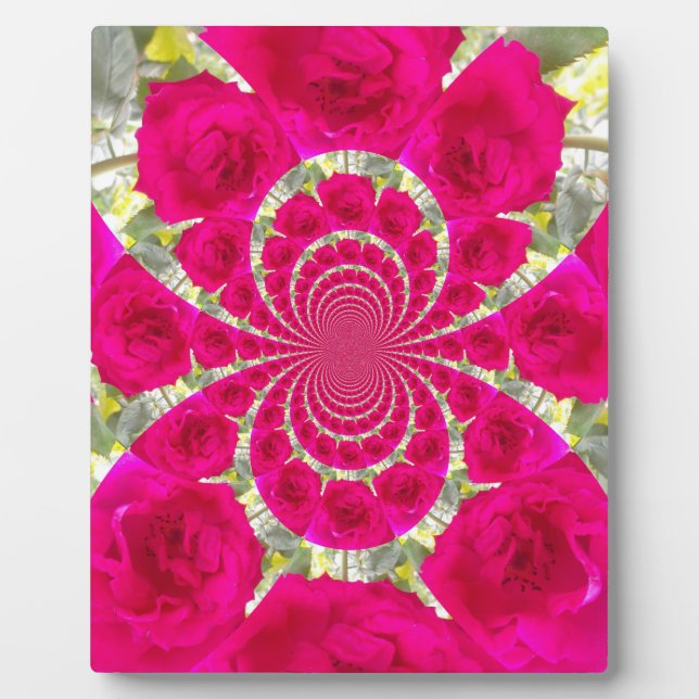 Beautiful Amazing Red Roses Kaleidoscope Pattern Plaque (Front)