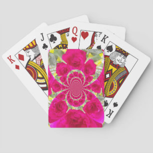 Beautiful Amazing Red Roses Kaleidoscope Pattern Playing Cards