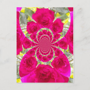 Beautiful Amazing Red Roses Kaleidoscope Pattern Postcard