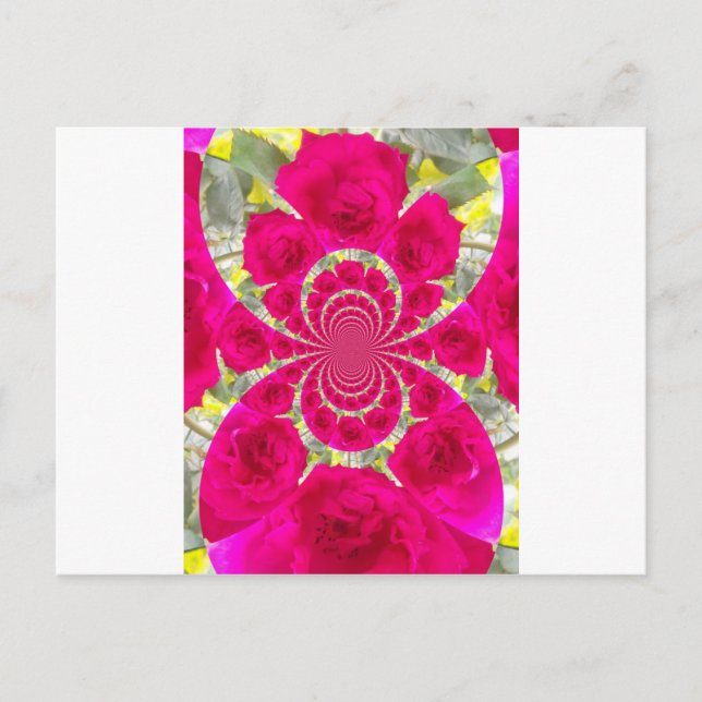 Beautiful Amazing Red Roses Kaleidoscope Pattern Postcard (Front)