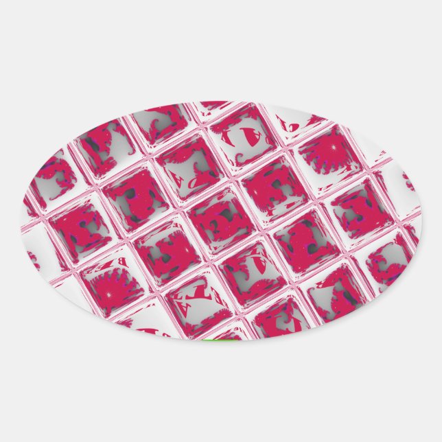 Beautiful Amazing Red Stylish Mirror Image Art  Oval Sticker (Front)
