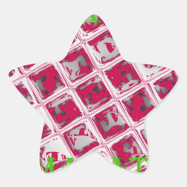 Beautiful Amazing Red Stylish Mirror Image Art  Star Sticker (Front)