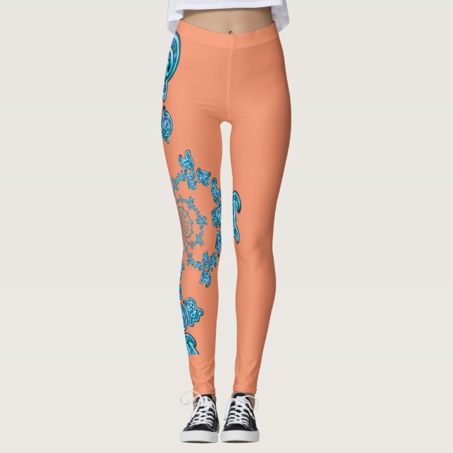 Beautiful amazing salmon monogram colour design leggings (Front)