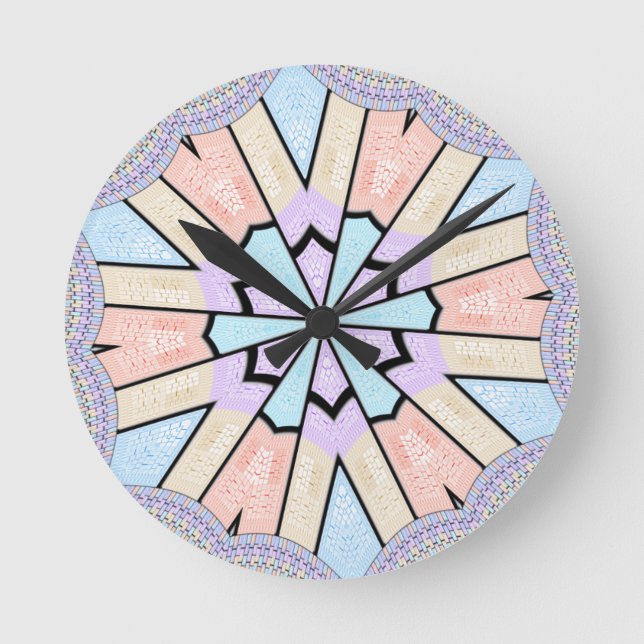 Beautiful Amazing Soft Pastel Geometric Art Print Round Clock (Front)