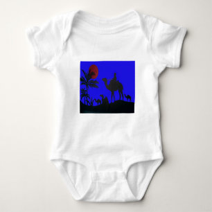 Beautiful Amazing Sunset Camel Safari Art Print Baby Bodysuit
