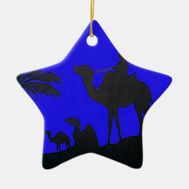 Beautiful Amazing Sunset Camel Safari Art Print Ceramic Ornament (Front)