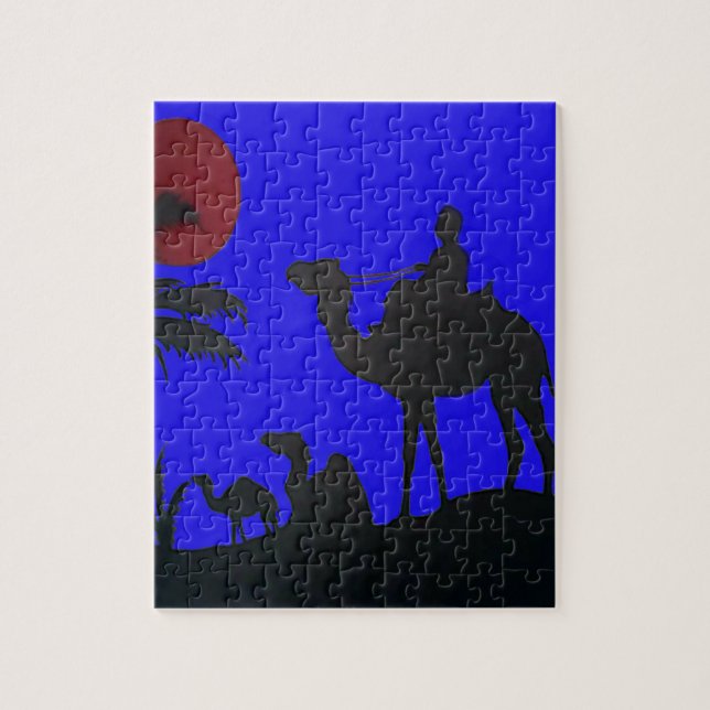 Beautiful Amazing Sunset Camel Safari Art Print Jigsaw Puzzle (Vertical)