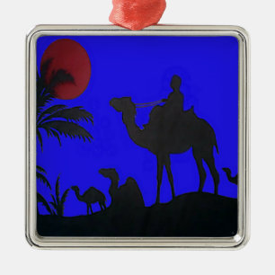 Beautiful Amazing Sunset Camel Safari Art Print Metal Ornament