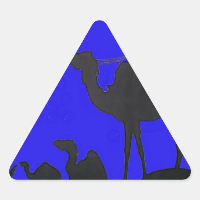 Beautiful Amazing Sunset Camel Safari Art Print Triangle Sticker (Front)