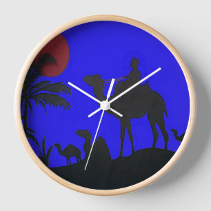 Beautiful Amazing Sunset Camel Safari Art Print Wall Clock