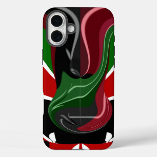 Beautiful Amazing Swirling Kenya Flag: Modern Art iPhone 16 Plus Case