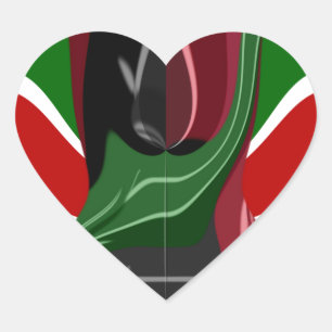 Beautiful Amazing Swirling Kenya Flag: Modern Art Heart Sticker