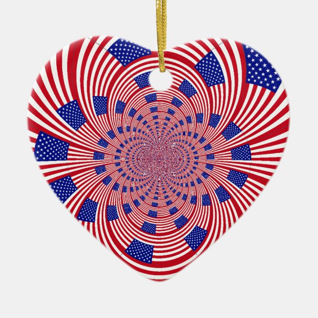 Beautiful Amazing United States Flag Kaleidoscope  Ceramic Ornament (Front)