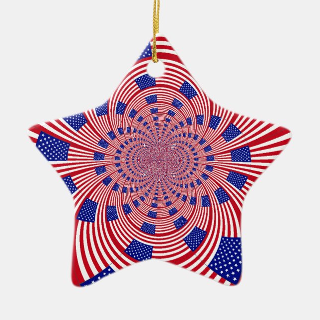Beautiful Amazing United States Flag Kaleidoscope  Ceramic Ornament (Front)