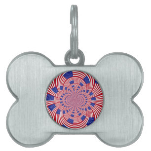 Beautiful Amazing United States Flag Kaleidoscope Pet Tag