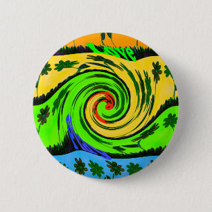 Beautiful Amazing Wavy Summer Wave Floral Colours 2 Inch Round Button