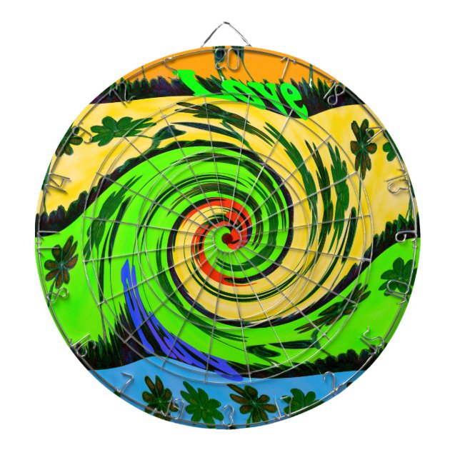 Beautiful Amazing Wavy Summer Wave Floral Colours Dartboard (Front)