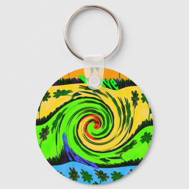 Beautiful Amazing Wavy Summer Wave Floral Colours Keychain (Front)
