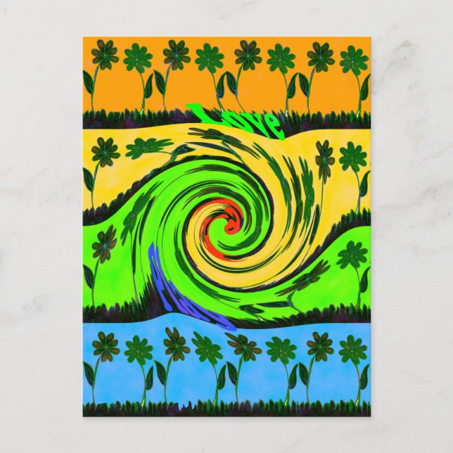 Beautiful Amazing Wavy Summer Wave Floral Colours Postcard (Front)