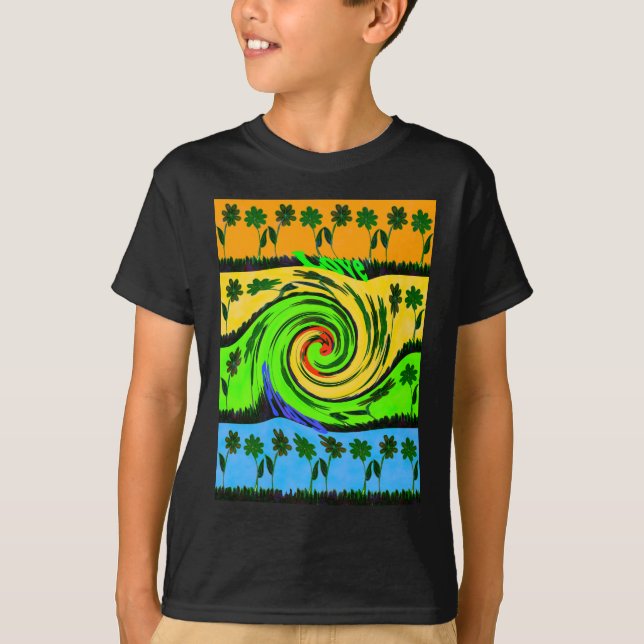 Beautiful Amazing Wavy Summer Wave Floral Colours T-Shirt (Front)
