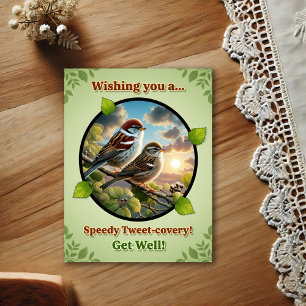 Beautiful American Tree Sparrows Get Well Postcard