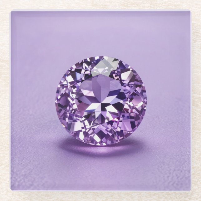 Beautiful Amethyst Square Glass Coaster (Front)