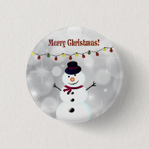 Beautiful, Amezing Christmas Snowman 1 Inch Round Button