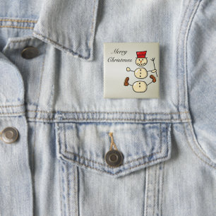Beautiful, Amezing Christmas Snowman 2 Inch Square Button