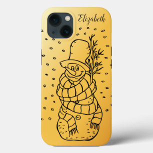 Beautiful, Amezing, Gold Christmas Snowman iPhone 13 Case