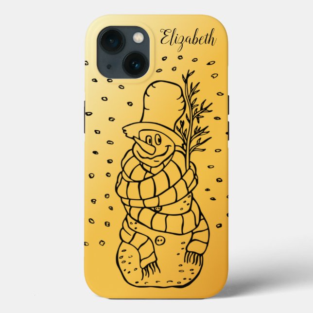 Beautiful, Amezing, Gold Christmas Snowman Case-Mate iPhone Case (Back)