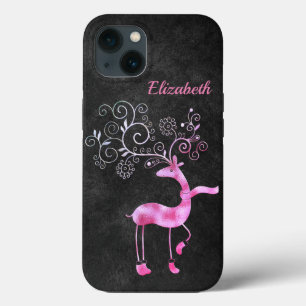 Beautiful, Amezing, Pink Christmas Reindeer  iPhone 13 Case
