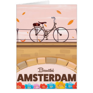 Beautiful Amsterdam cycling travel poster.