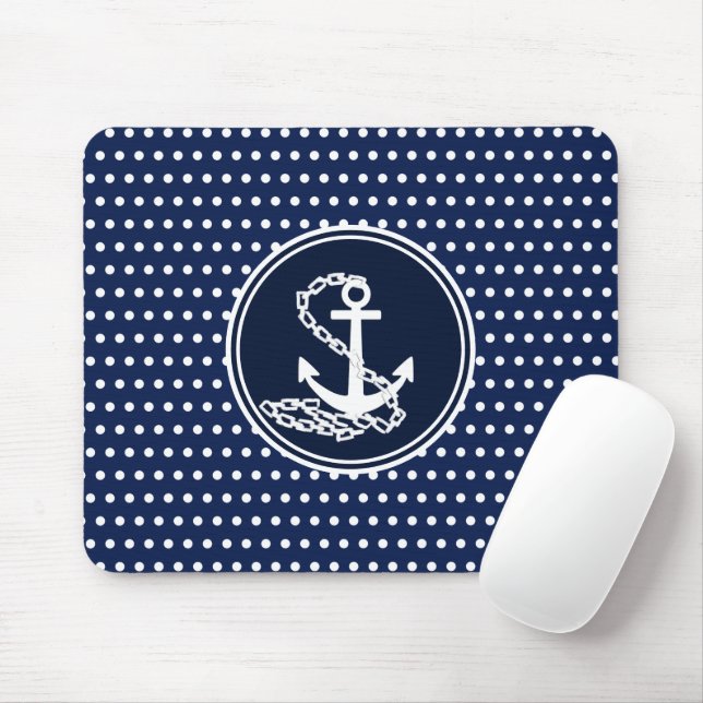 Beautiful Anchor, Blue And White Maritime Style Mouse Pad (With Mouse)