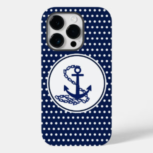 Beautiful Anchor Symbol Maritime Blue And White Case-Mate iPhone 14 Pro Case