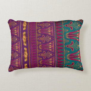 Beautiful ancient Egyptian pattern purple and teal Accent Pillow