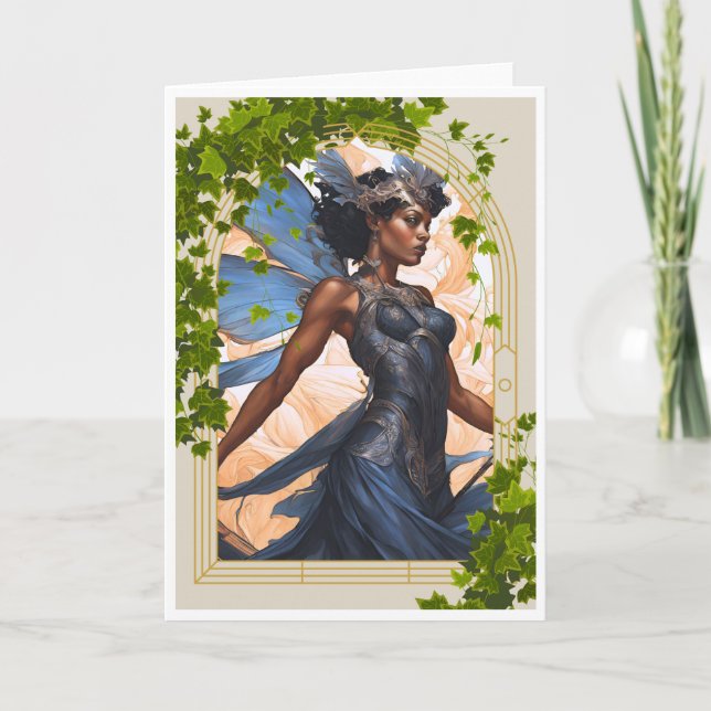 Beautiful and Bold AI Blue Fairy Note Card (Front)