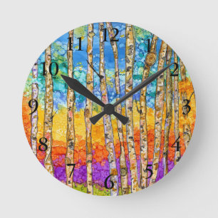 Beautiful and Colourful Aspen Tree Clock