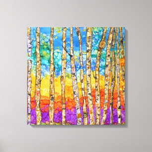 Beautiful and Colourful Aspen Trees Canvas 20x20"