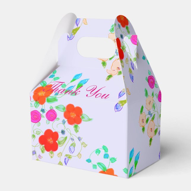 Beautiful And Colourful Flowered Favor Box (Front Side)