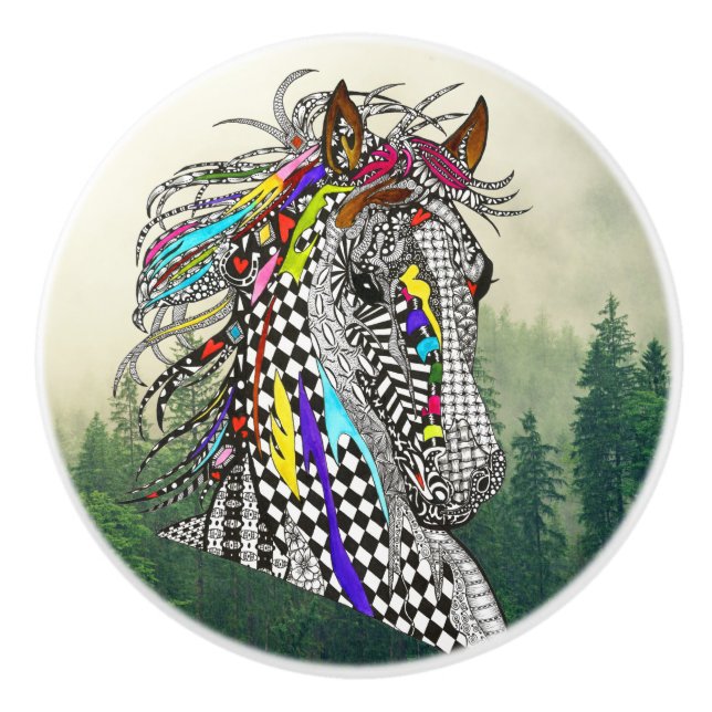 Beautiful and Colourful Horse Knob and Pull (Front)