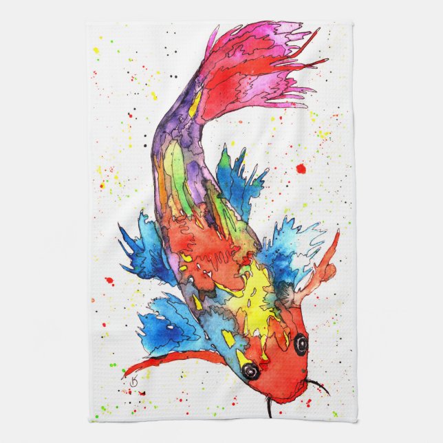 Beautiful and Colourful Koi Fish Kitchen Towel (Vertical)