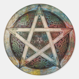 Beautiful And Colourful Pagan Pentacle Classic Round Sticker
