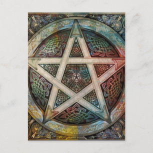 Beautiful And Colourful Pagan Pentacle Postcard
