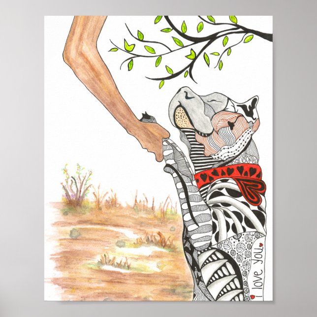 Beautiful and Colourful Pit Bull Poster - 8" x 10" (Front)