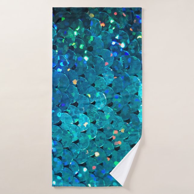 Beautiful and colourful sequins sparkling under th bath towel (Bath Towel)