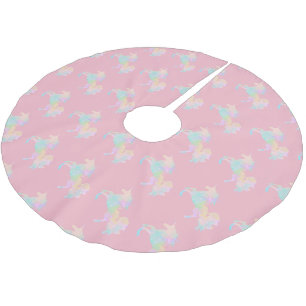 Beautiful and colourful unicorn brushed polyester tree skirt