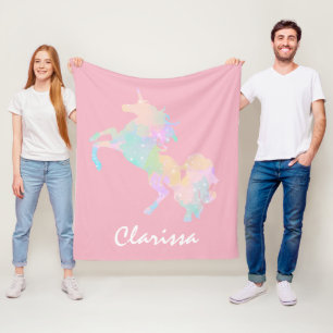 Beautiful and colourful unicorn fleece blanket