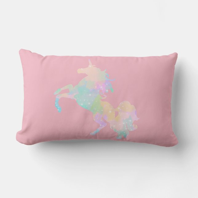 Beautiful and colourful unicorn lumbar pillow (Front)
